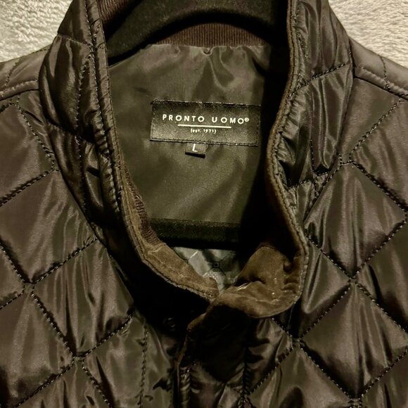Men’s Pronto Uomo Diamond Quilt Jacket, Black, Men’s Size Large, Slim Fit - Picture 3 of 6